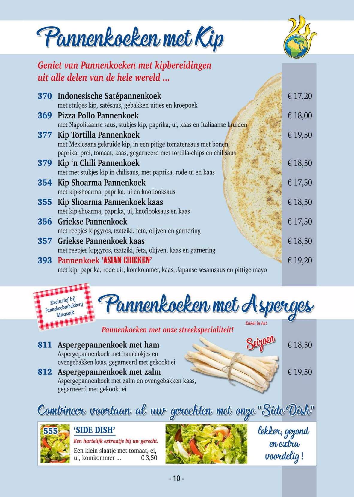 Pannekoekenbakkerij Menu